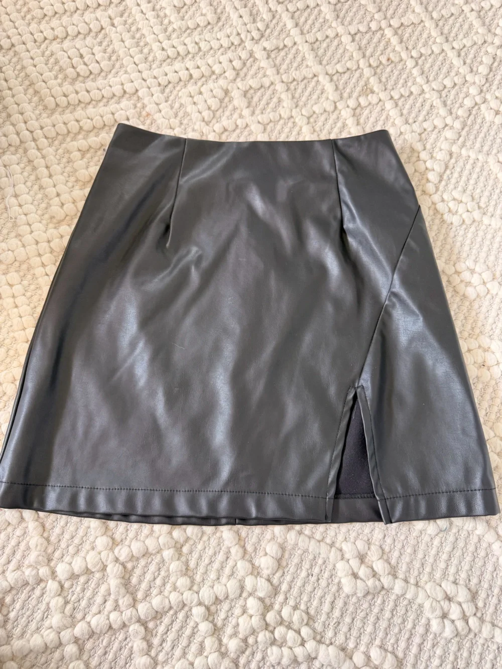 Princess Polly Black Rizzo Faux Leather Skirt